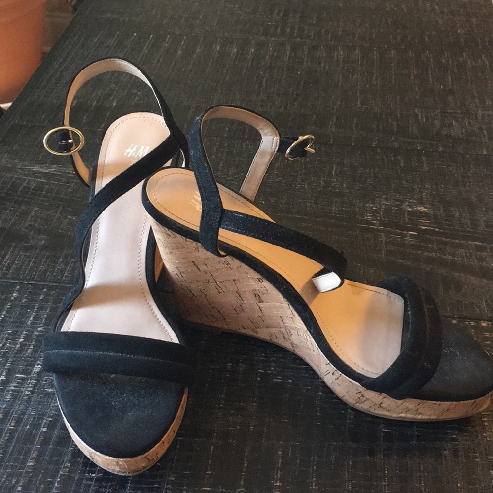 H&M black cork wedge